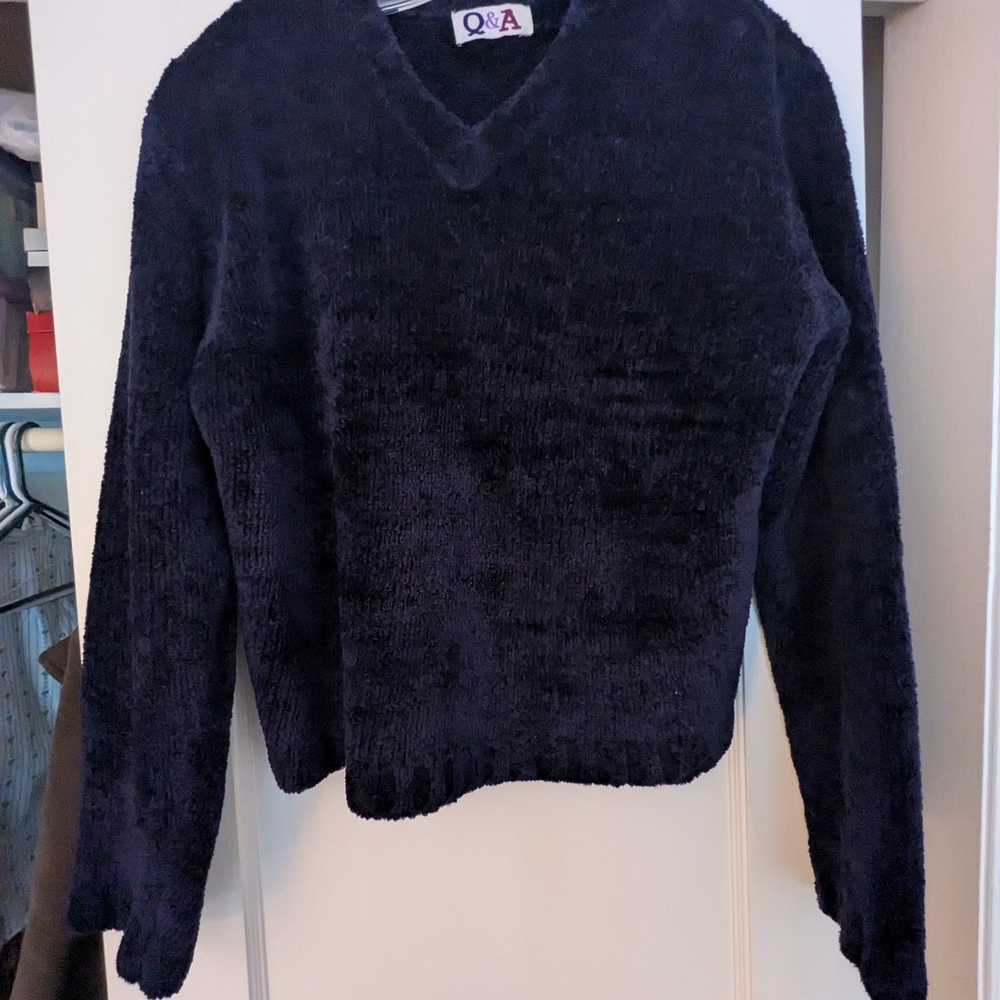 Q&A Dark Purple Fuzzy Sweater